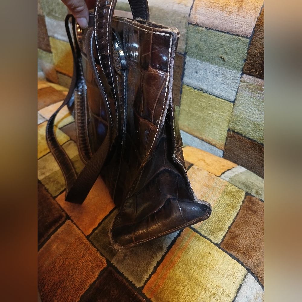 Embossed Leather Croc Pattern Handbag Brighton - image 3